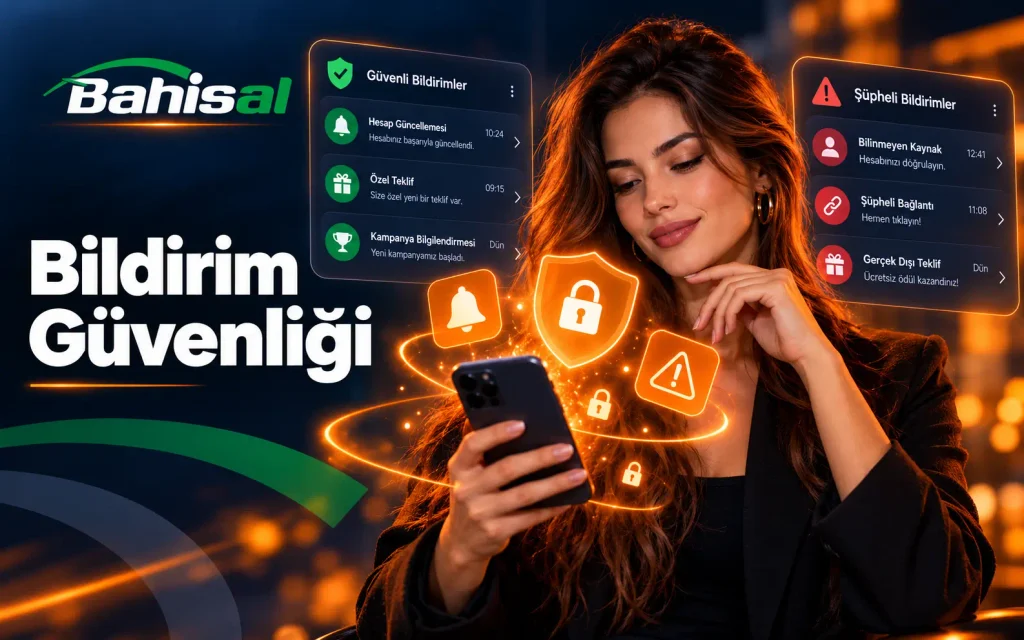 Mobil tarayıcı bildirimlerinde güvenlik ve izin kontrollerini temsil eden görsel.