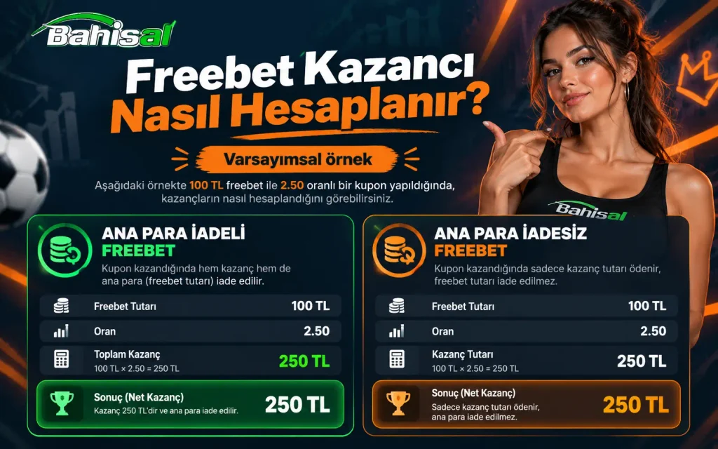 Ana para iadeli ve iadesiz freebet hesaplamalarının karşılaştırılması
