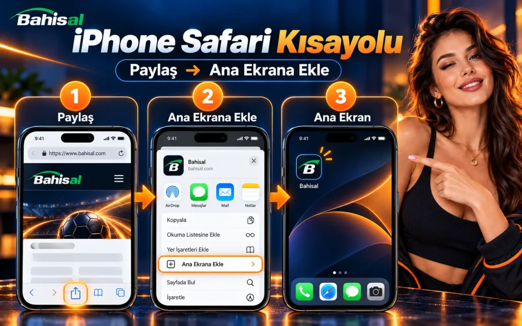 Mobil ana ekran kısayolunda alan adı ve bağlantı güvenliği kontrolünü anlatan infografik